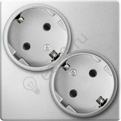 Розетка 2х2К+З Schuko без защ. шторок Simon24 алюм. 2450459-033