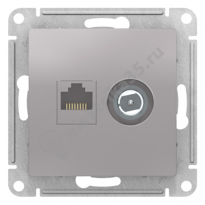 Мех-м розетки комп. 2-м ATLAS RJ45+TV алюм. SchE ATN000389