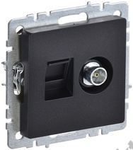Мех-м розетки 2-м BRITE комп. RJ45+TV черный IEK BR-AK20-1-K02 