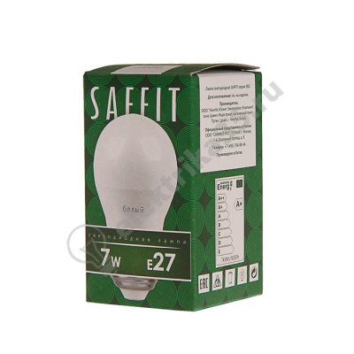 Лампа светодиодная LED 7вт 230в Е27 белый матовый шар SAFFIT (55037)