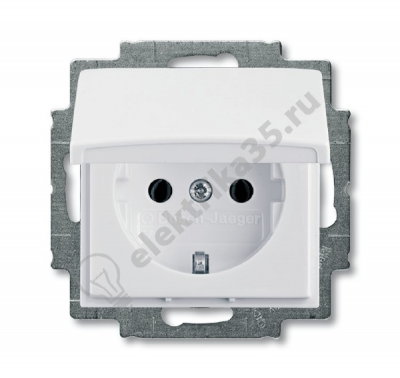 Механизм розетки 1-м Basic с крышкой ал. бел. ABB 2018-0-0350