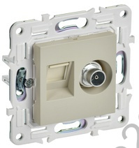 Мех-м розетки TV+RJ45 SKANDY бежевый IEK SK-AK20-1-K10