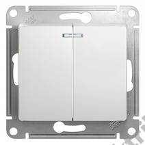 Мех-м выкл. 2-кл. GLOSSA с подсв. бел. SchE GSL000153