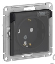 Мех-м розетки 1-м ATLAS с з/к., защ. шт., защ. крышкой, IP44 карбон. SchE ATN441046
