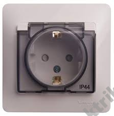 Розетка 1-м GLOSSA с з/к., защ. шт., защ. крышкой P44, перлам. SchE GSL000648