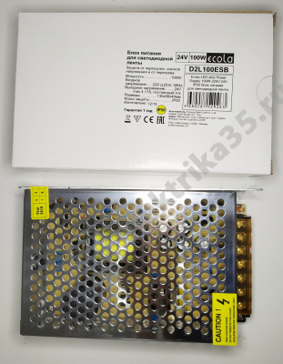 Блок питания для св/д лент 24V 100W IP20 Ecola (D2L100ESB)