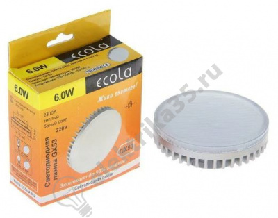 Лампа светодиодная LED 6Вт 230в GX53 теплый Ecola (T5MW60ELC)