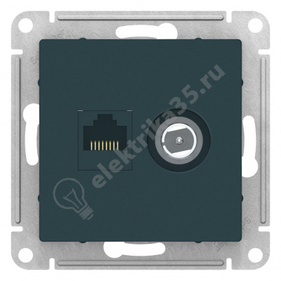 Мех-м розетки комп. 2-м ATLAS RJ45+TV изумруд SchE ATN000889