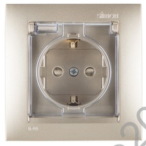 Розетка 1-м СП 16А IP44 250В с заземл.  защ. шт. шампань с крышкой Simon15 1590450-034