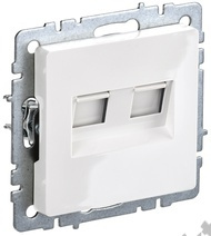 Мех-м розетки 2-м BRITE комп. RJ11+RJ45 кат.5E беж. IEK BR-KT20-O-1-K10