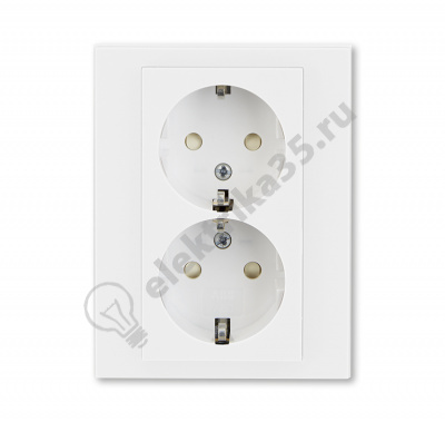 Розетка 2-я Levit с заземл. с защ. шторками 16А бел./бел. ABB 2CHH223457C6003