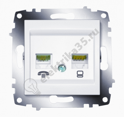 Механизм розетки комп. + телеф. 2-м Cosmo бел. ABB 619-010200-249