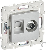 Мех-м розетки TV+RJ45 SKANDY серебрянный IEK SK-AK20-1-K23