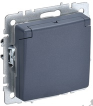 Мех-м розетки 1-м BRITE с з/к., защ. шт., защ. крышкой, IP20 маренго IEK BR-R16-16-K35	