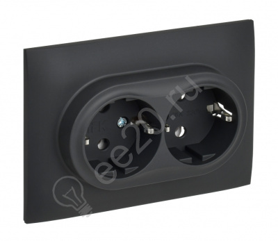 Розетка 2-м SKANDY с/з графит IEK SK-R21-16-K53-F