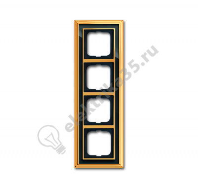 Рамка 4-м Династия Латунь полированная стекло черн. ABB 2CKA001754A4568