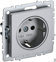 Мех-м розетки 1-м BRITE с з/к., алюм. IEK BR-R11-16-K47 
