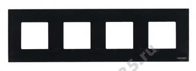 Рамка 4-м Zenit стекло черн. ABB 2CLA227400N3101