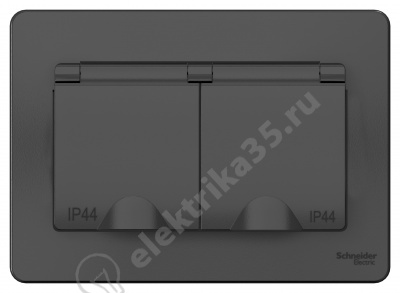 Розетка 2-м СП BLANCA с з/к., защ. шт., с защ. крышкой IP44 антрац. SchE BLNRS441126