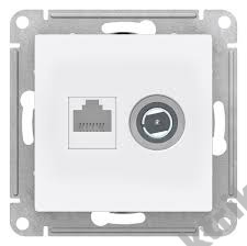 Мех-м розетки 2-м комп. ATLAS RJ45+TV бел. SchE ATN000189