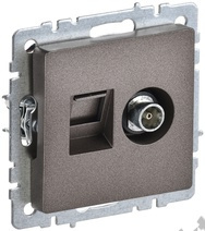 Мех-м розетки 2-м BRITE комп. RJ45+TV темн.бронза IEK BR-AK20-1-K45 