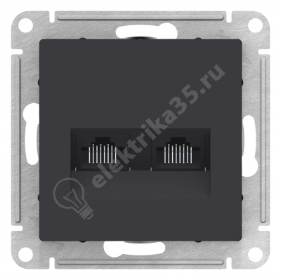 Мех-м розетки комп. 2-м ATLAS 2*RJ45 карбон SchE ATN001085