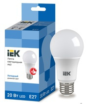 Лампа светодиодная LED 20вт 230в Е27 дневной IEK (LLE-A60-20-230-65-E27)