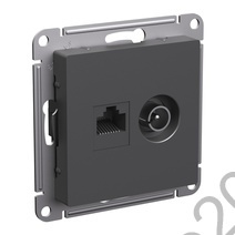Мех-м розетки 2-м комп. ATLAS RJ45+TV базальт SchE ATN001489