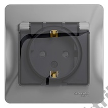 Розетка 1-м GLOSSA с з/к., защ. шт., защ. крышкой IP44, алюм. SchE GSL000348