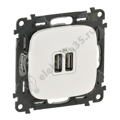 Устройство зарядное с 2 USB-разьемами 1500мА белая Valena Allure Leg 754995