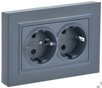 Розетка 2-м BRITE с з/к., маренго IEK BR-R21-16-K35-F		
