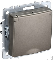 Мех-м розетки 1-м BRITE с з/к., защ. шт., защ. крышкой, IP20 шампань IEK BR-R16-16-K37