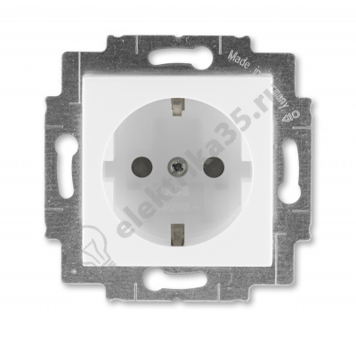 Розетка 1-я Levit с заземл. с защ. шторками 16А бел./ледяной ABB 2CHH203457A6001