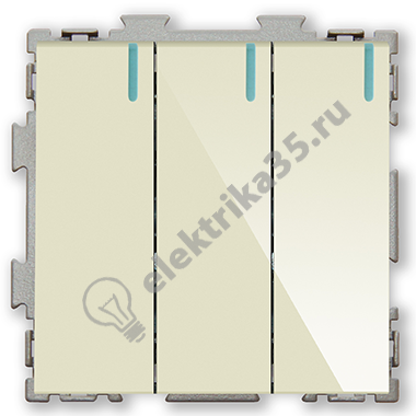 Механизм переключателя проходной 3кл. беж. с индикатором CGSS PL-W103-PBGG