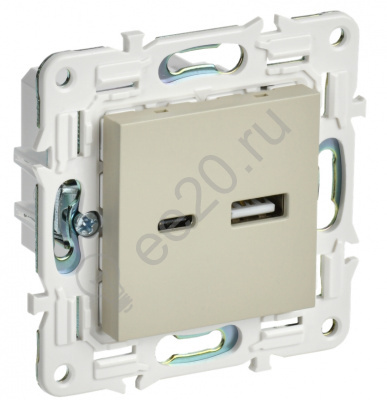 Мех-м розетки USB SKANDY A+C 18Вт бежевый  IEK SK-U22-018-K10