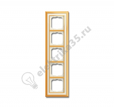 Рамка 5-м Династия Латунь полированная стекло бел. ABB 2CKA001754A4564