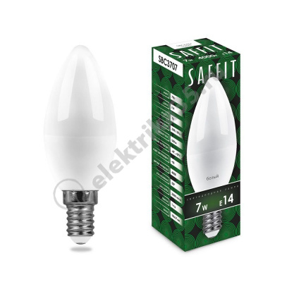 Лампа светодиодная LED 7вт 230в E14 белый матовая свеча SAFFIT (55031)