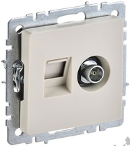 Мех-м розетки 2-м BRITE комп. RJ45+TV беж. IEK BR-AK20-1-K10 