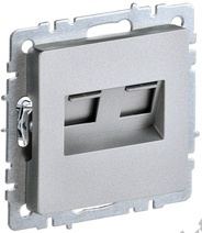 Мех-м розетки 2-м BRITE комп. RJ45 кат.5E алюм. IEK BR-K20-1-K47 