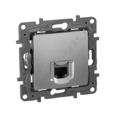 Механизм розетки информационная RJ45 CAT.5e UTP алюм. Etika Leg 672441