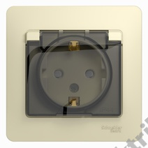 Розетка 1-м GLOSSA с з/к., защ. шт., защ. крышкой IP44, беж. SchE GSL000248