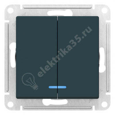 Мех-м выкл. 2-кл. ATLAS с подсв., изумруд SchE ATN000853