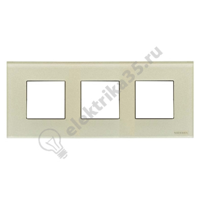 Рамка 3-м 2мод. Zenit стекло жемчуж. ABB 2CLA227300N3501