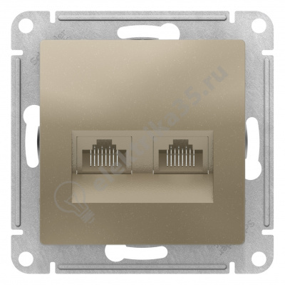 Мех-м розетки комп. 2-м ATLAS 2*RJ45 шампань SchE ATN000585