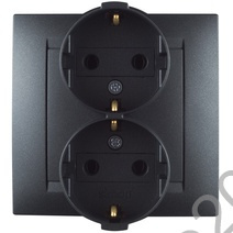 Розетка 2-м СП 16А IP20 250В с заземл. винт. кл. графит Simon15 1590459-038
