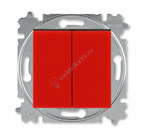 Выключатель 2-кл. Levit красн./дым. черн. ABB 2CHH590545A6065