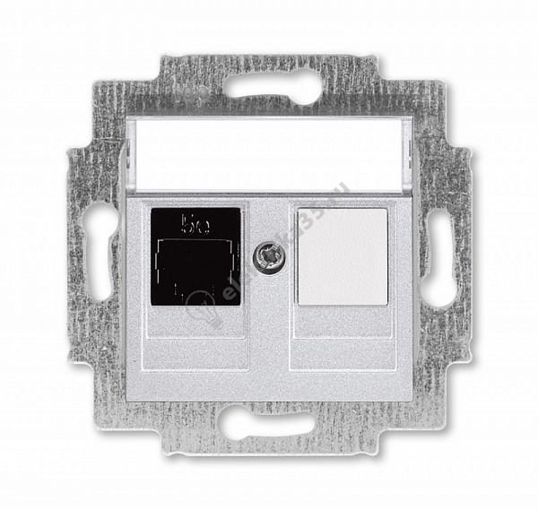Розетка комп. Levit 2хRJ45 кат. 5e серебр. ABB 2CHH295118A6070